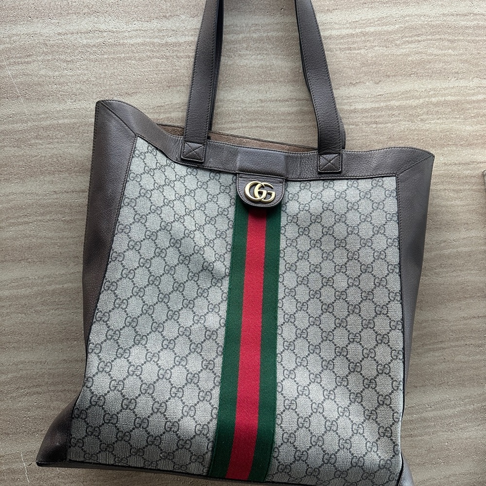 Gucci Beige and Brown Tote with Iconic Stripes - Picture 4 of 14